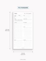 D102 | Daily Planner Inserts Printable Template, Minimal Grid Layout