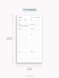 D102 | Daily Planner Inserts Printable Template, Minimal Grid Layout