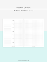 W108_G_WO2P | Weekly Planner, WO2P, Grid