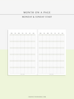 M123_G | Monthly Planner, MO1P, Grid