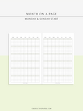 M123_G | Monthly Planner, MO1P, Grid