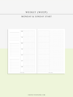 W108_G_WO2P | Weekly Planner, WO2P, Grid