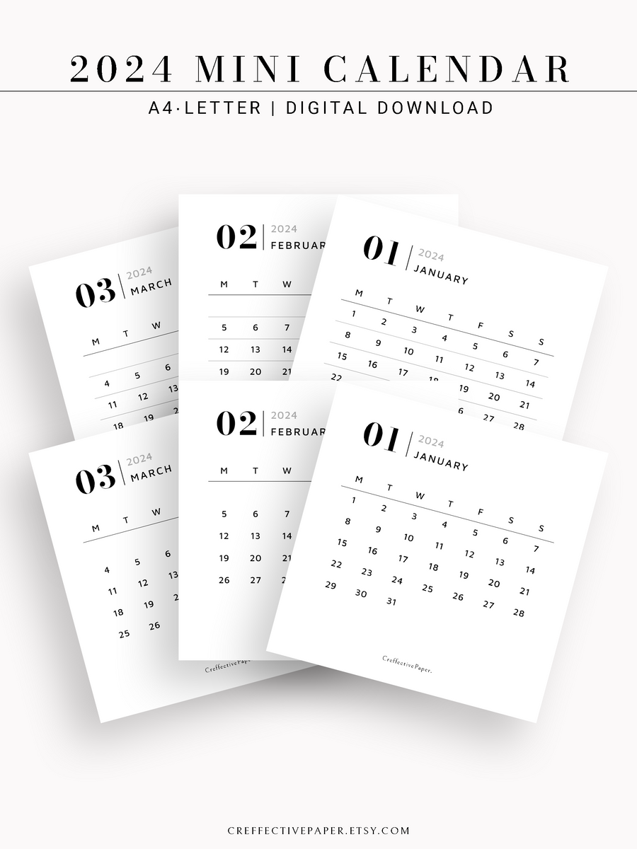 Y1031_2024 2024 Mini Calendar CreffectivePaper