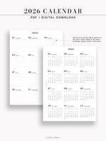 Y115_2026 | 2026 Calendar with Monthly Blank Page