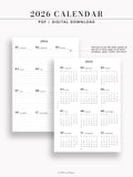 Y115_2026 | 2026 Calendar with Monthly Blank Page