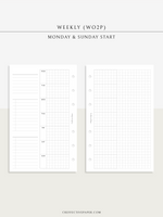 W108_G_WO2P | Weekly Planner, WO2P, Grid