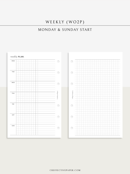 Weekly Task Grid W126_WO2P | Weekly Planner & Grid Notes – CreffectivePaper