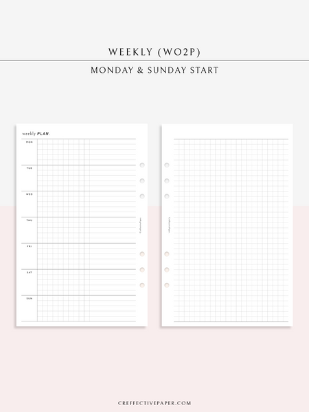 Grid Note Schedule Example W126_WO2P | Weekly Planner & Grid Notes – CreffectivePaper