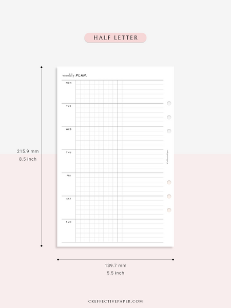 Grid Note Schedule Example W126_WO2P | Weekly Planner & Grid Notes – CreffectivePaper