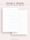 W108_G_WO2P | Weekly Planner, WO2P, Grid