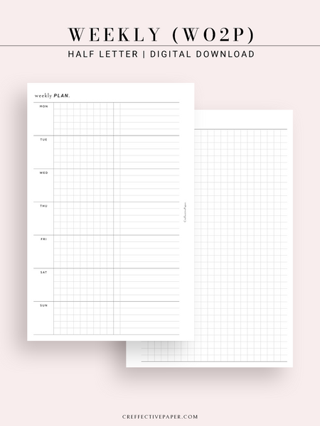 Weekly Task Grid W126_WO2P | Weekly Planner & Grid Notes – CreffectivePaper