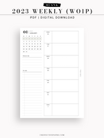 W108_01GX_WO1P_2023 | 2023 Dated Weekly Planner Inserts Printable Template