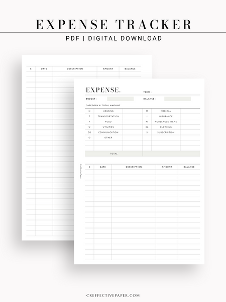 T126 | Expense Tracker in Budget, Spending Log Template