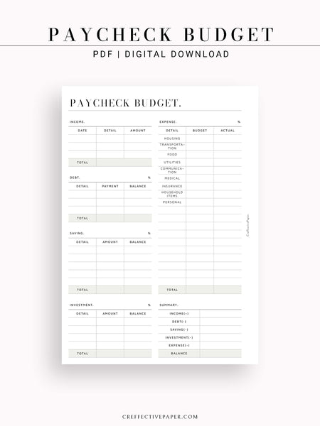 T125 | Paycheck Budget Planner