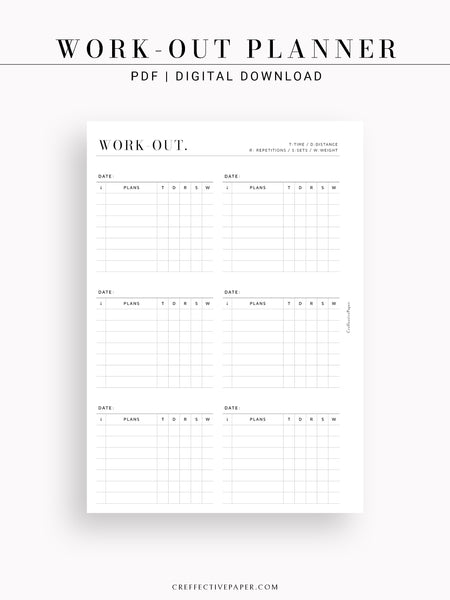 N121-3 | Work-out Planning, Fitness Planner, Wellness Journal