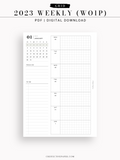 W108_01G_WO1P_2023 | 2023 Dated Weekly Planner Inserts Printable Template