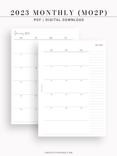 M109_2023 | 2023 Dated Monthly Planner Printable Inserts Template