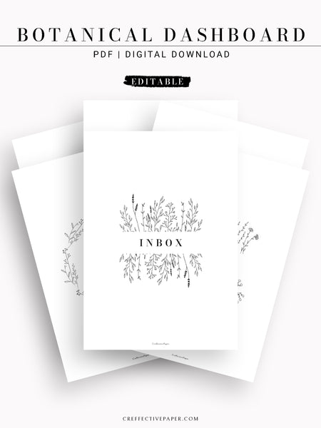 DA109 | Editable Title Dashboard & Cover Bundle, Botanical Template Printable