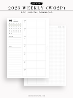 W108_01GX_WO2P_2023 | 2023 Dated Weekly Planner Inserts Printable Template
