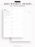 W108_01GX_WO2P_2023 | 2023 Dated Weekly Planner Inserts Printable Template