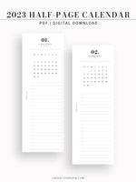 M118_2023 | 2023 Half-Page Calendar, Monthly Task list, Important Events Tracker