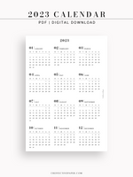 Y104_2023 | 2023 Calendar Planner Inserts Printable