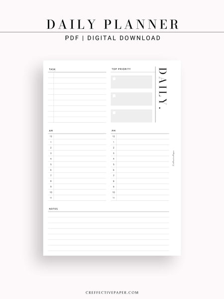 D113 | 24-hour Daily Schedule Planner Inserts Printable Template