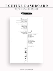 DA107 | Morning & Night Routines Dashboard, Editable PDF