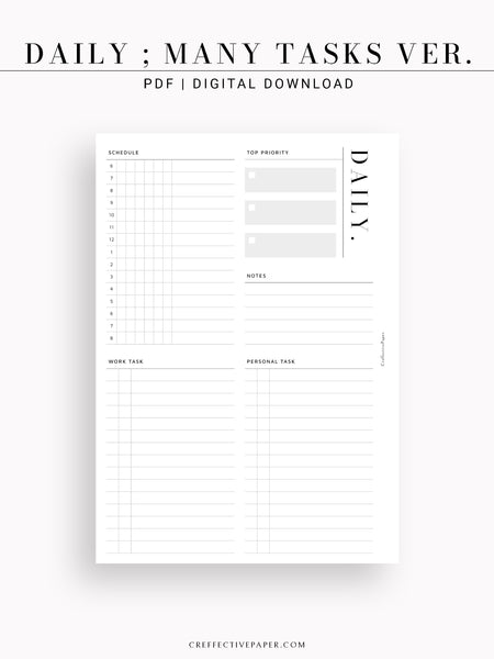 D114 | Daily Schedule Planner, Work & Personal Task Ver.