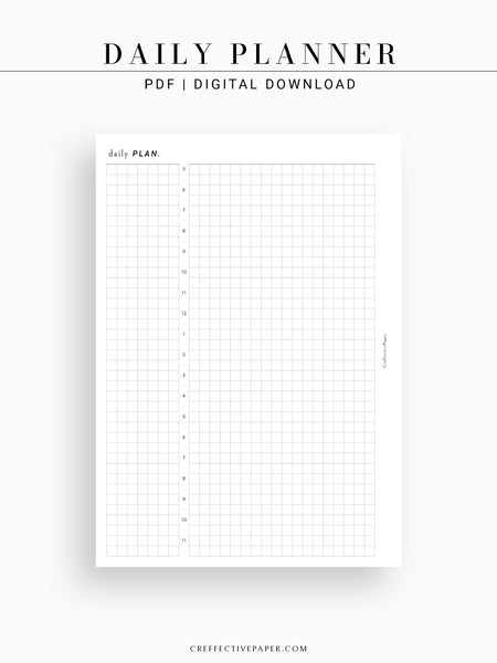 Daily Plan Grid Printable Daily Planner Inserts | CreffectivePaper