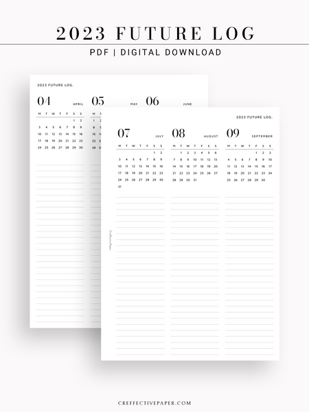 Y102_2023 | Future Log, Yearly Planner with 2023 Calendar
