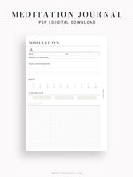 N122-3 | Meditation Log, Yoga Journal Template Printable