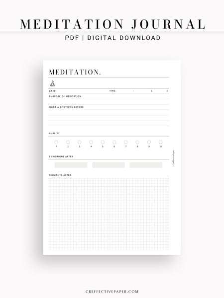 N122-3 | Meditation Log, Yoga Journal Template Printable