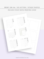 N124 | Printable Planning Cards & Sticky Notes Template 3x3