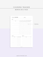 T120 | Monthly+Weekly+Daily Cleaning Tracker, Home Management