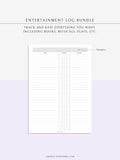 T121 | TV Series Tracker, Movie Journal, Entertainment Log Bundle