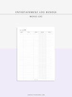 T121 | TV Series Tracker, Movie Journal, Entertainment Log Bundle