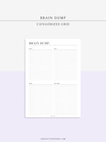 N122-1 | Brain Dump Template, Thought Organizer