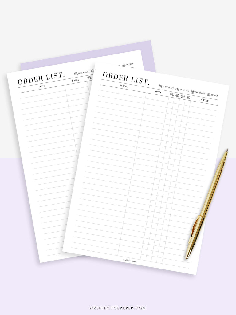 Order List Paper.pdf N125 | Order List, Online Shopping Tracker, Purchase History, Spending ...