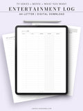 T121 | TV Series Tracker, Movie Journal, Entertainment Log Bundle
