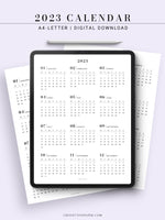 Y104_2023 | 2023 Calendar Planner Inserts Printable