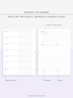 W110 | Week on 2 Pages, Weekly Planner & Tracker & Checklist