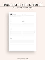 D111_C_2023 | 2023 Dated Daily Planner, Lined Layout, Day on a Page