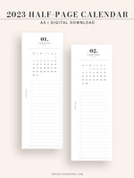 M118_2023 | 2023 Half-Page Calendar, Monthly Task list, Important Events Tracker