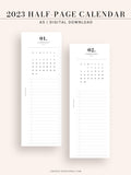 M118_2023 | 2023 Half-Page Calendar, Monthly Task list, Important Events Tracker