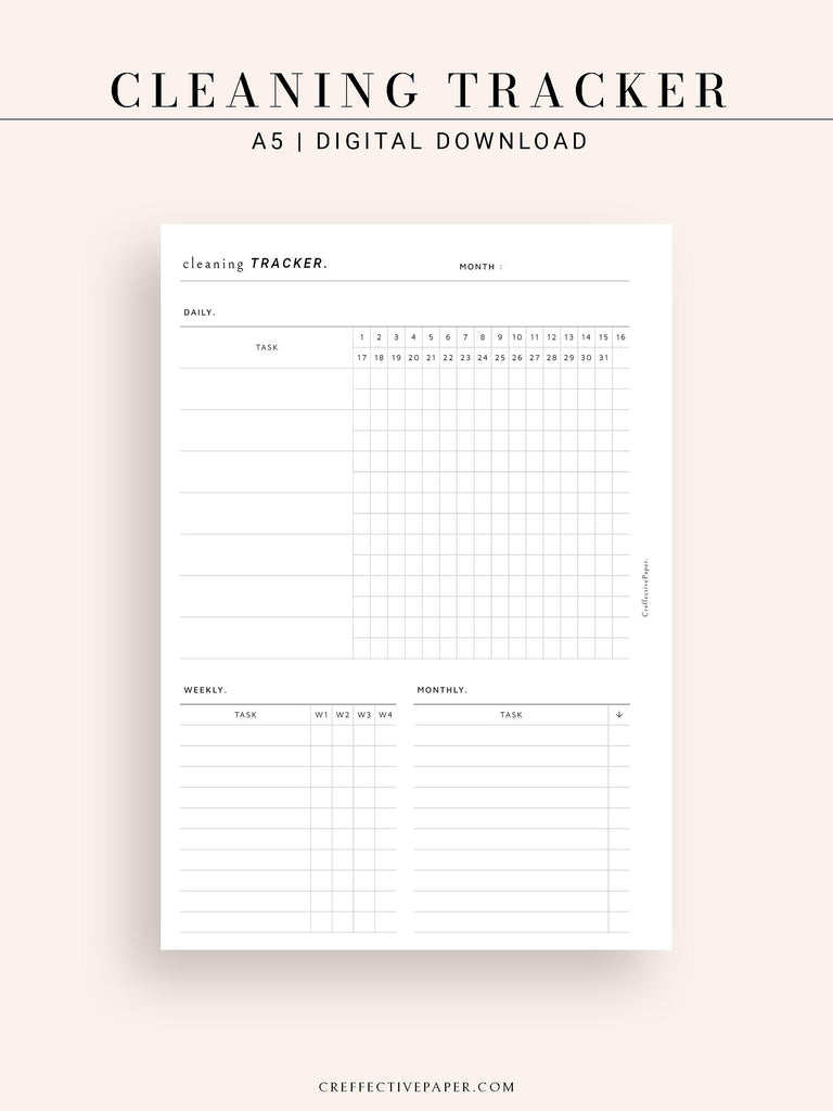 T120 | Monthly+Weekly+Daily Cleaning Tracker, Home Management ...