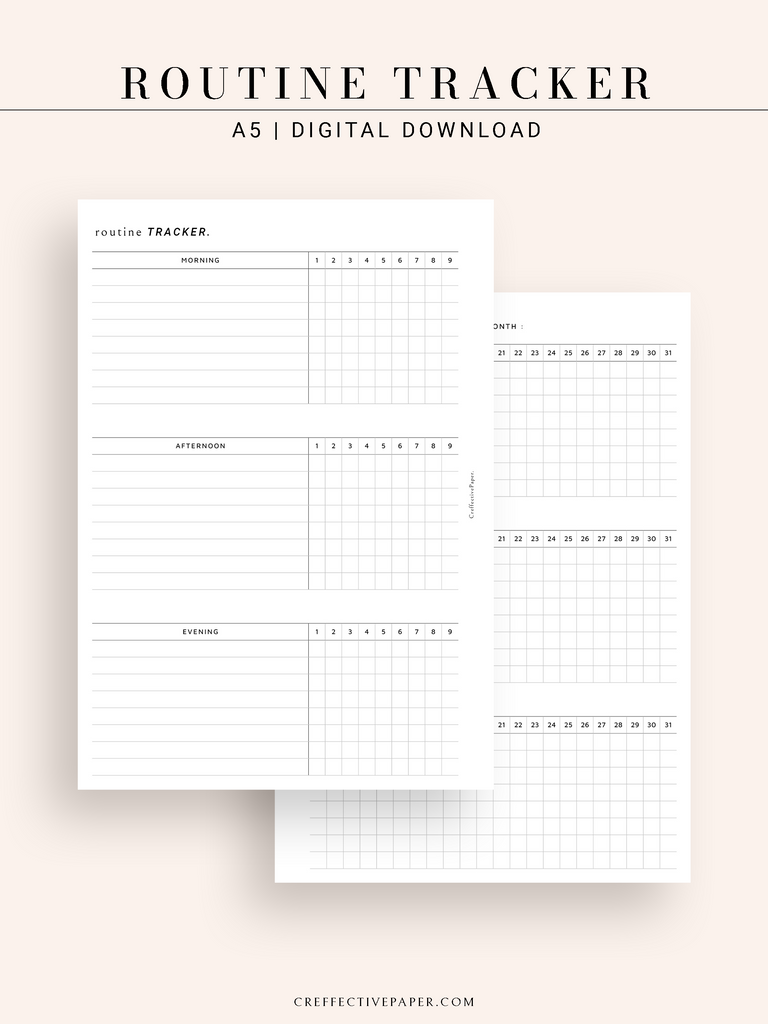 T129 | Monthly Routine Tracker – CreffectivePaper