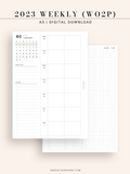 W108_01GX_WO2P_2023 | 2023 Dated Weekly Planner Inserts Printable Template