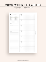 W108_01G_WO1P_2023 | 2023 Dated Weekly Planner Inserts Printable Template