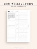 W108_01G_WO1P_2023 | 2023 Dated Weekly Planner Inserts Printable Template